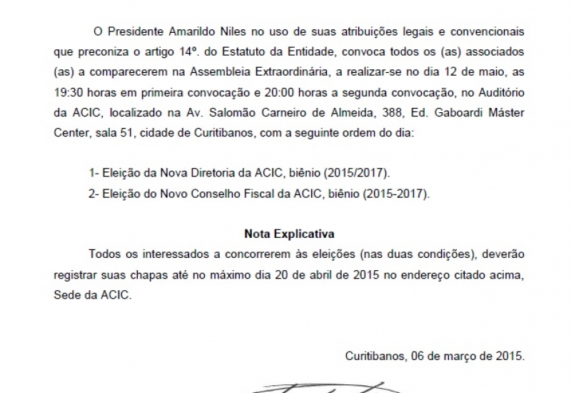 Pra Vida - EDITAL DE CONVOCAÇÂO