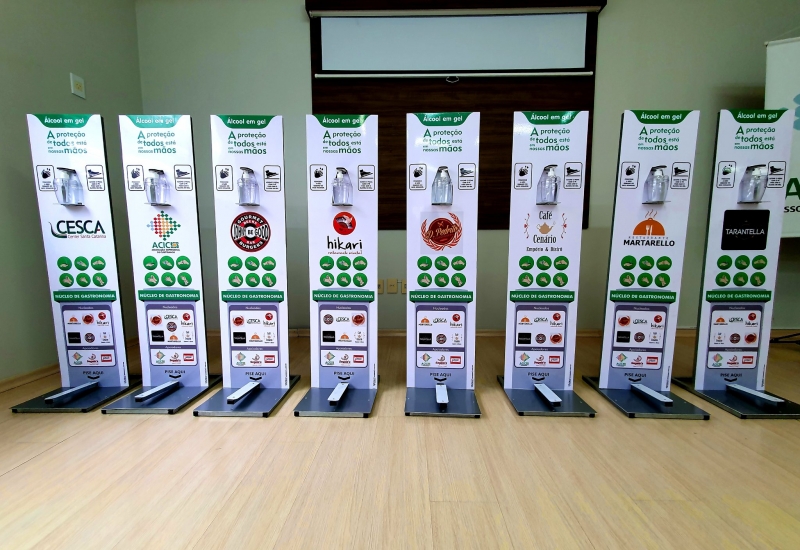 Pra Vida - Estabelecimentos do Núcleo de Gastronomia adotam Totem para disponibilizar Álcool Gel